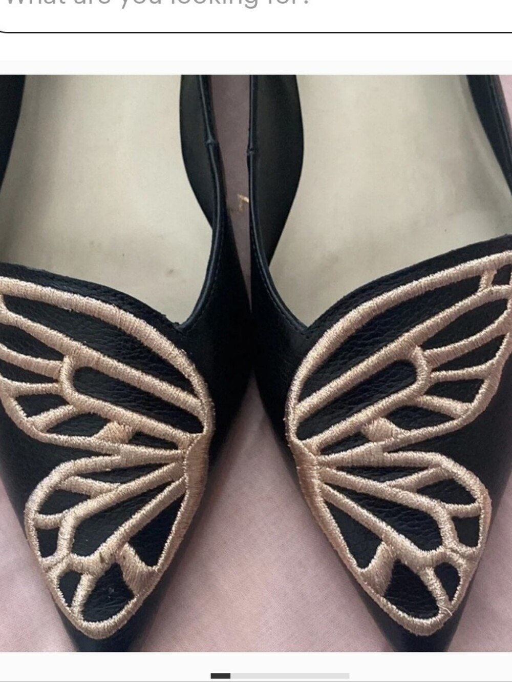 Sophia Webster Black Flats with Gold Butterfly Embroidery